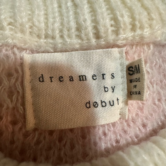 Dreamers by Debut Pink Heart Checkered Knit Sweater – Women’s Size Small - Picture 2 of 4